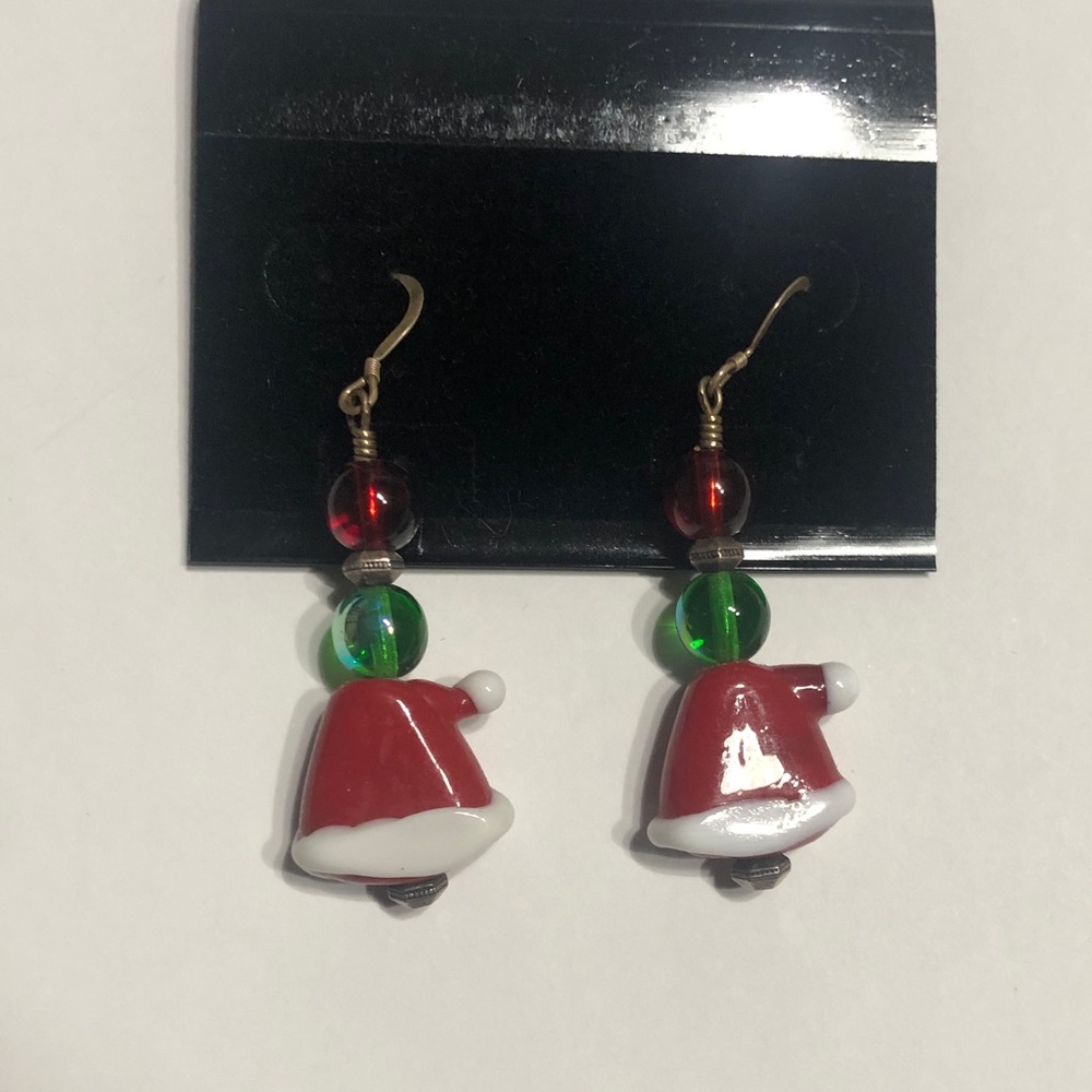 Holiday Santa Hat Earrings in Red and Green